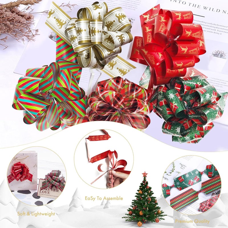 Doitory 24Pcs Christmas Bows for Gift Wrapping Multicolor 5" Wide Pull Bow Wrapping Accessory for Holiday Décor Present Gift Bows - Image 2